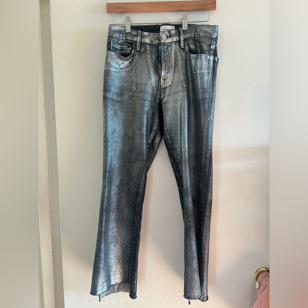 Frame Metallic Le Crop Mini Boot Jeans